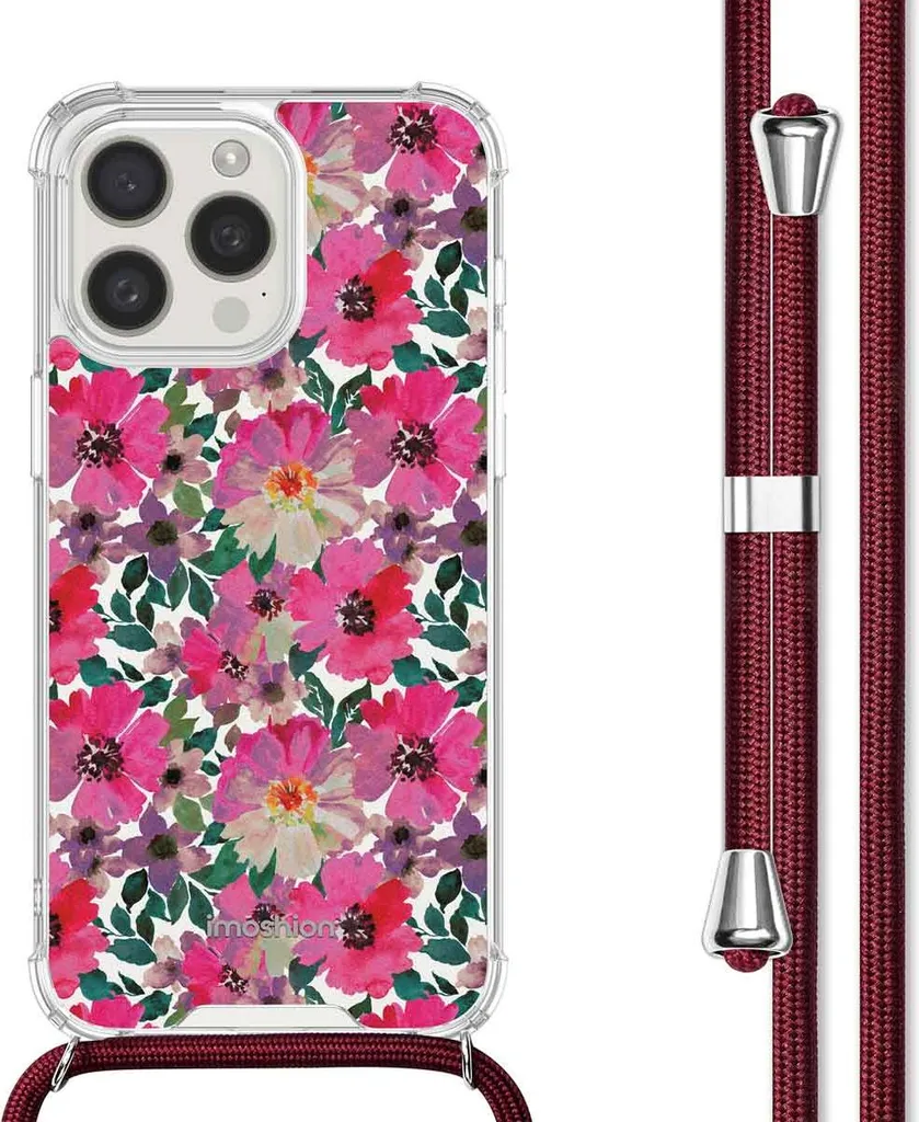 iMoshion Custodia Design per iPhone 15 Pro Max Flower Water + Strap