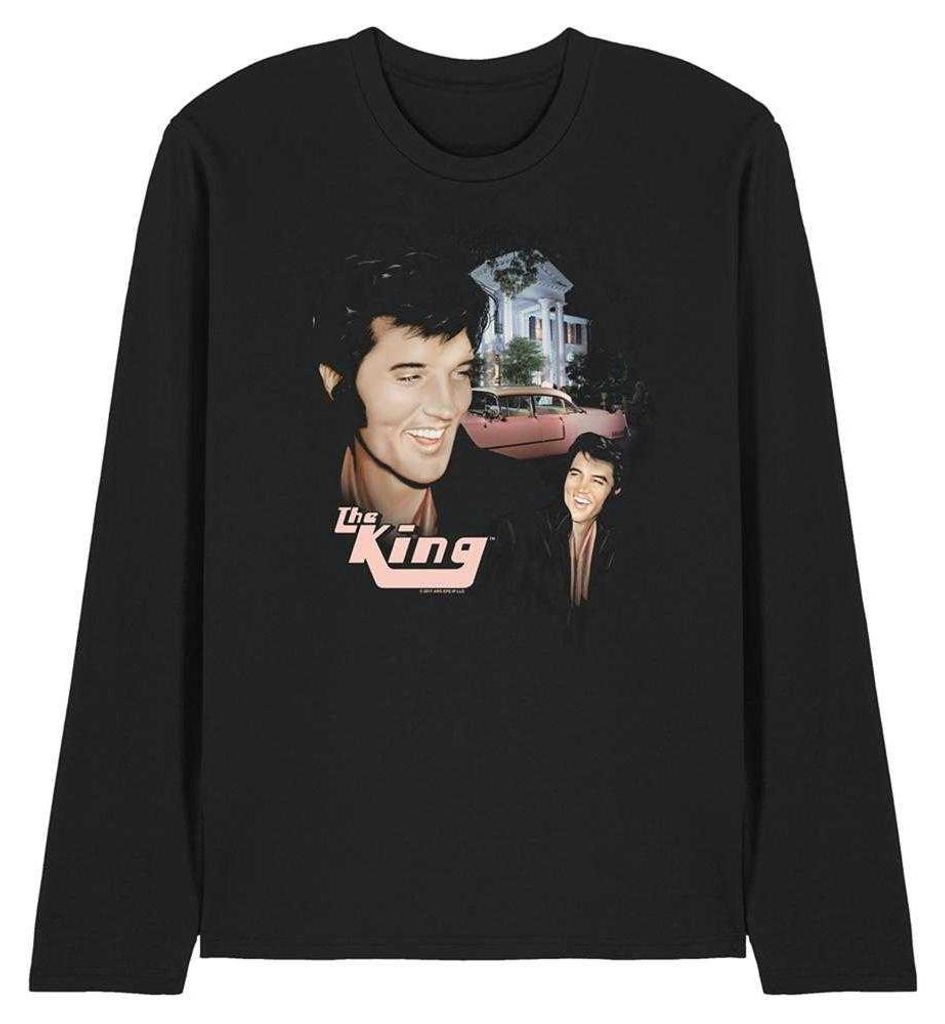 Elvis Presley - "Home Sweet Home" T-Shirt für Herren/Damen Uni, Langärmlig TV33671 (M) (Schwarz)