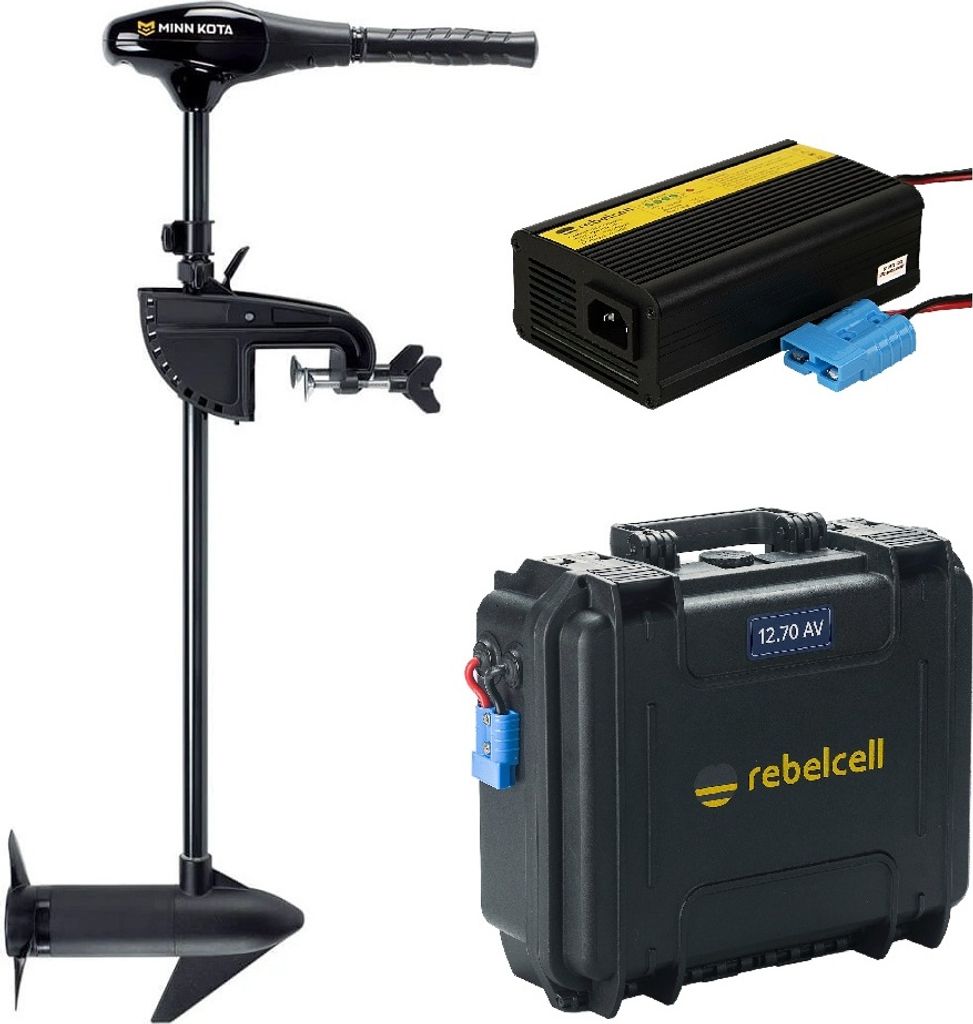 MINN KOTA Endura C2 50 Elektro-Außenborder mit Akku und Ladegerät : mit Akku 70AH & 10A Ladegerät