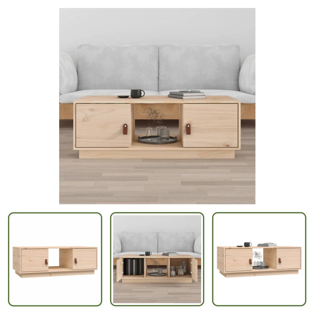 The Living Store Couchtisch 100x50x35 cm Massivholz Kiefer
