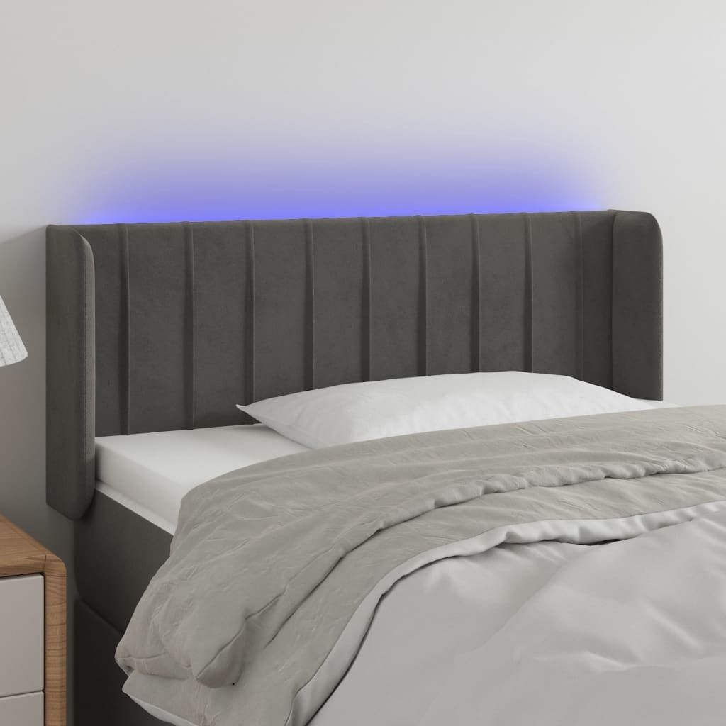 The Living Store LED Kopfteil Dunkelgrau 83x16x78/88 cm Samt