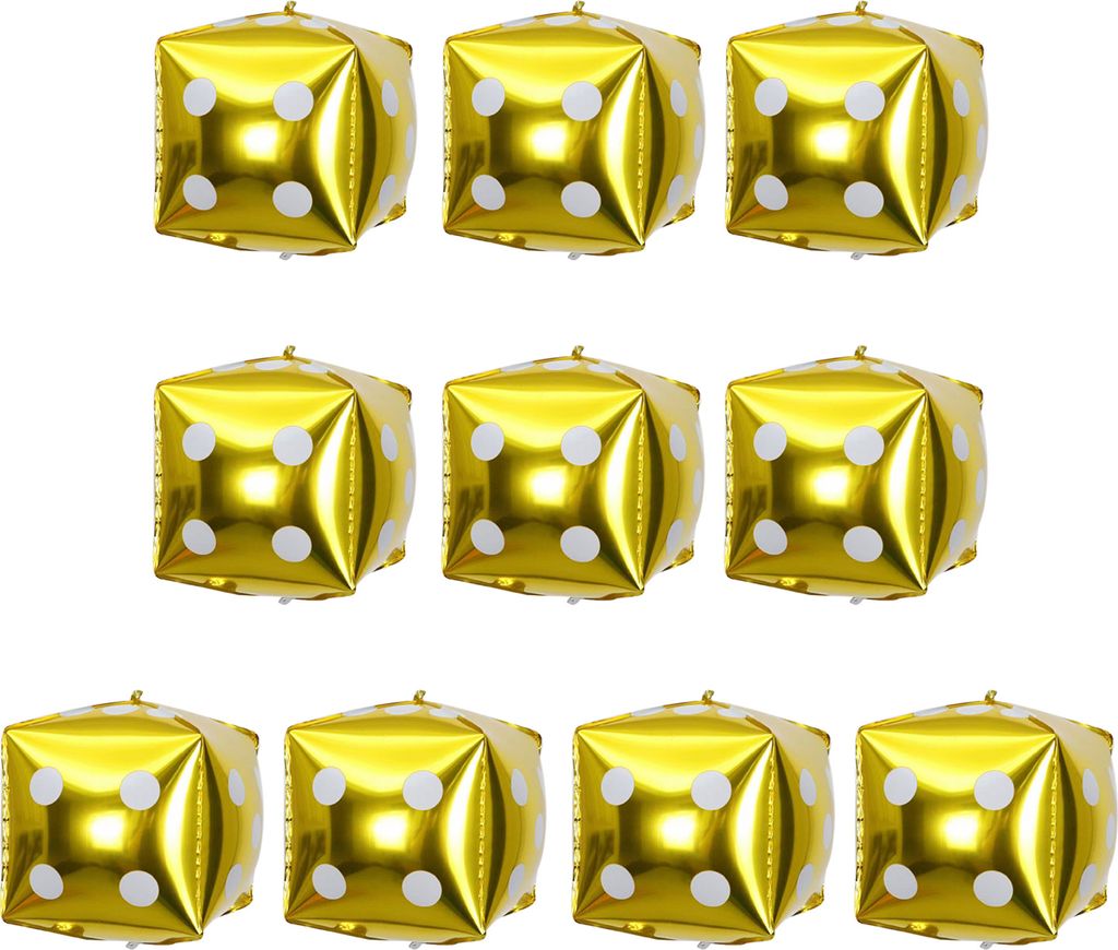 10 Stück Lustiger Würfelballon Metallic Auslaufsicher Dicker Babyparty Geburtstag Hochzeit Thema Party Dekoration Aluminiumfolie Ballon Kit Golden