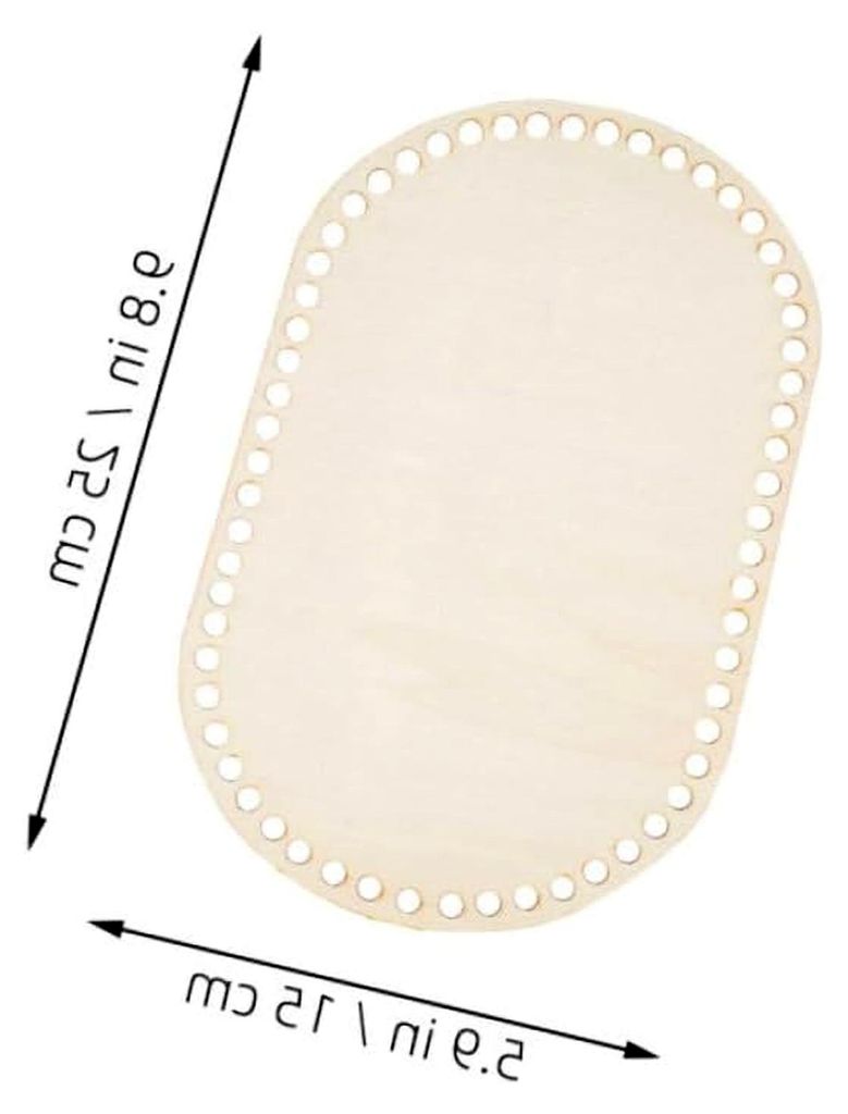 4 Stück Gehäkelter Korbboden aus Massivholz - Ovale Holzbasis für DIY-Taschenböden