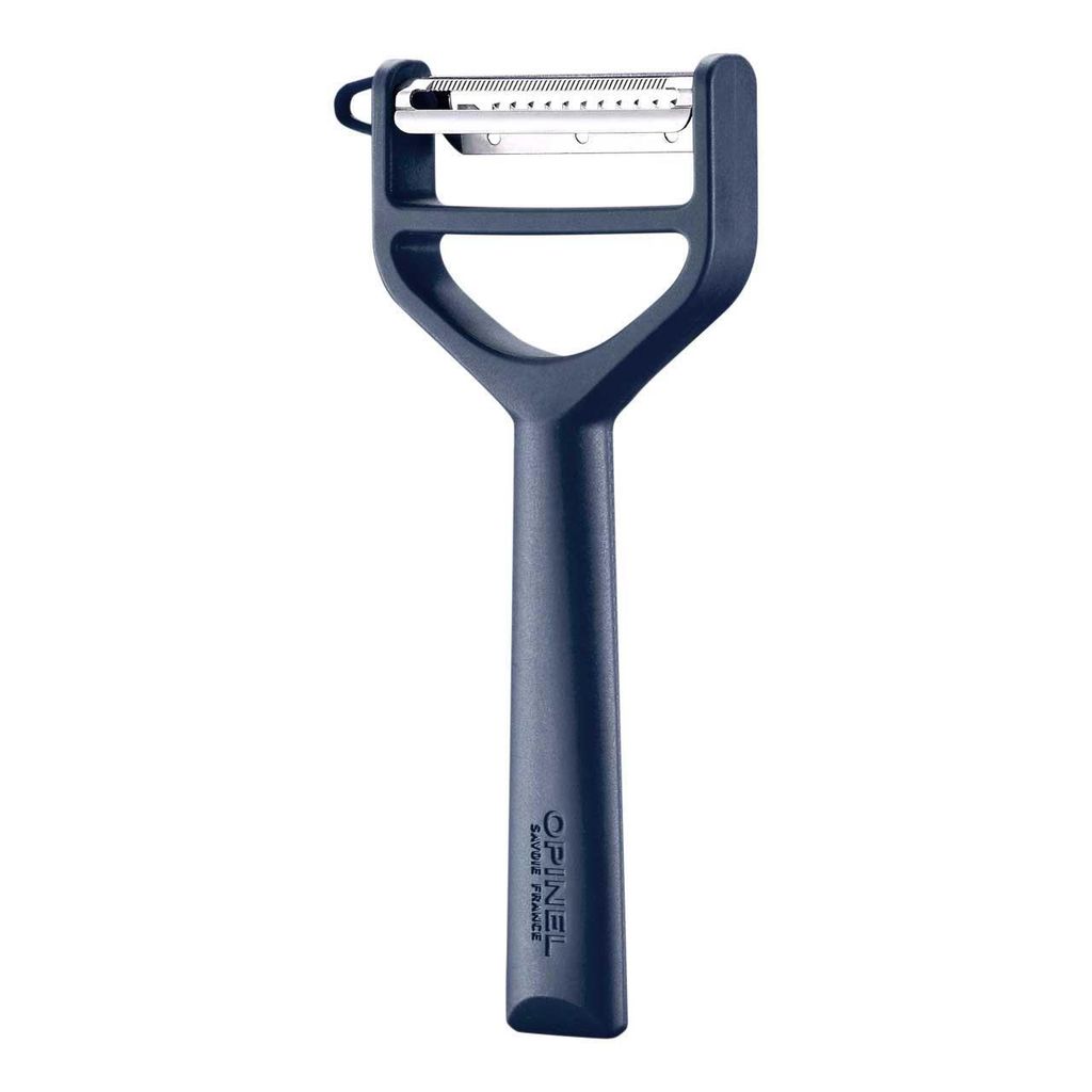 Opinel Sparschäler T-DUO blau, rostfreier Edelstahl, Griff aus blauem Polymer-Kunststoff