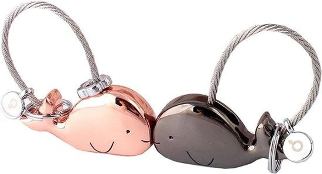 Porte-clés baleine personnalisables pour trousseau de clés - Duo métal