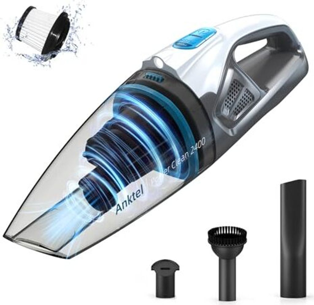 PowerClean 2400 Handheld Vakuum Cleaner Test Gewinner 9500 PA Ladestation LED LED LED LEGELNEHMENSLEINEN NAKE & DRY WASSABLICHEN HEPA -FILTER