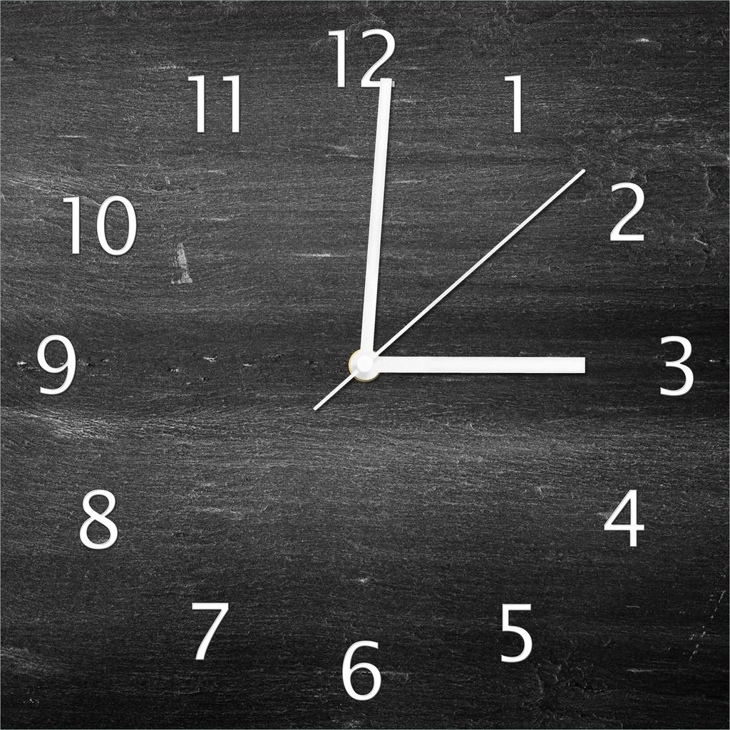 Wallario Design Wanduhr Dunkler schwarzer Stein - Muster - Steinoptik aus Echtglas, Größe 30 x 30 cm