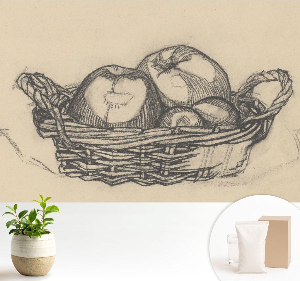 Fototapete - 104x70 cm - Tapete - Wandtapete - Wandbilder - Dekofolie - Tapete Folie - Wand - Dekoration - Wohnzimmer - Obstkorb