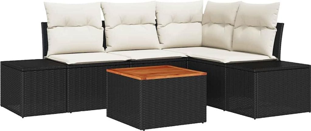 "im Sonderangebot" Gartensofa-set - elegantes Design - Sitzgruppe mit Sofa, Tisch - mit Kissen 5 pcs Schwarz Poly-Rattan - Terassenmöbel DEMöbel9...