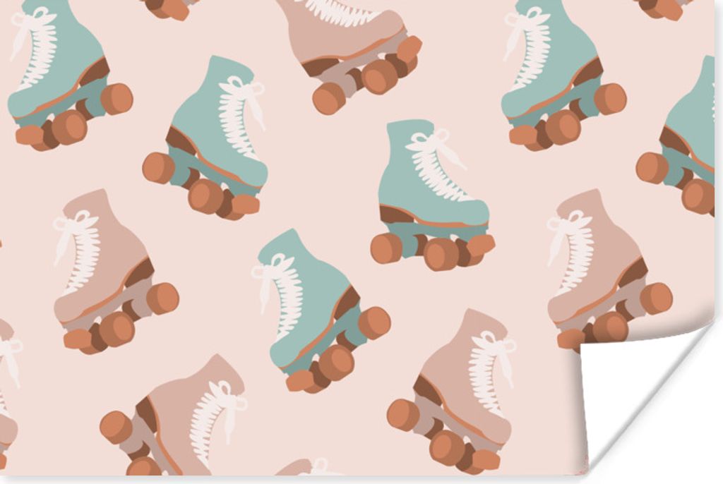 MuchoWow Poster Sommer - Rollerblades - Rosa 120x80 cm - Bilder
