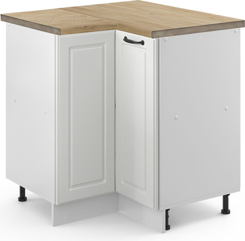 Eckunterschrank Vicco R-Line Weiß Landhaus 75.6 cm , AP Eiche, Model 46022