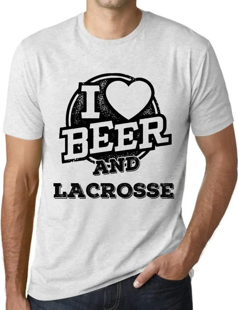 Herren Grafik T-Shirt Ich liebe Bier und Lacrosse – I Love Beer And Lacrosse – Öko-Verantwortlich Vintage Jahrgang Kurzarm Lustige Druck Gebur...