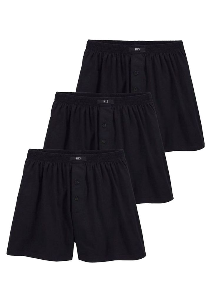 3er-Pack Herren Boxershorts H.I.S aus Baumwolle Weiter-Boxer Herrenslips Stretch Männer Unterhosen, schwarz, Gr. 4