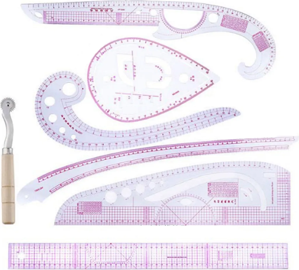 7 Pezzi Righello Curva Sartoria - Kit Professionale per Disegno e Taglio