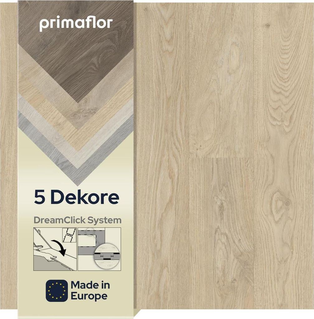Primaflor Vinyldiele LIVE - Eiche natur - 10 Dielen je 132,6x20,4cm (2,705 m²) - Hochwertiger Vinylboden mit Klicksystem - Wasserabweisendes Klick...