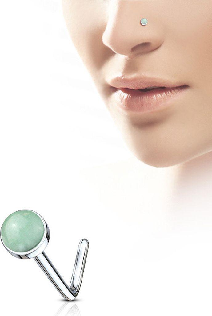 Nasenpiercing Nasenstecker mit Stein grüne Jade