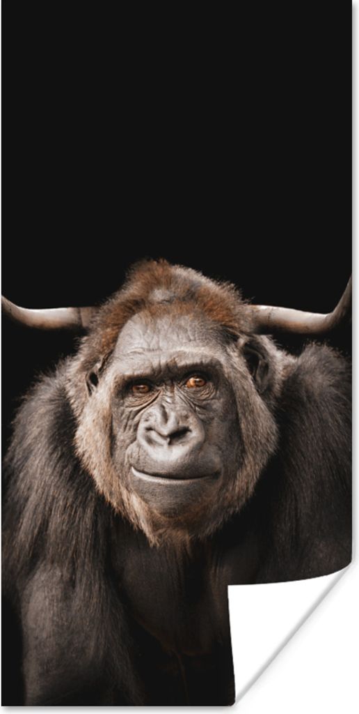 MuchoWow Poster Affe - Schottischer Highlander - Schwarz 75x150 cm - Dekoration für die Wände