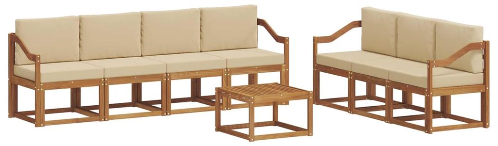 vidaXL Outdoor-Sofagarnitur mit Kissen 8 pcs Natur und Beige