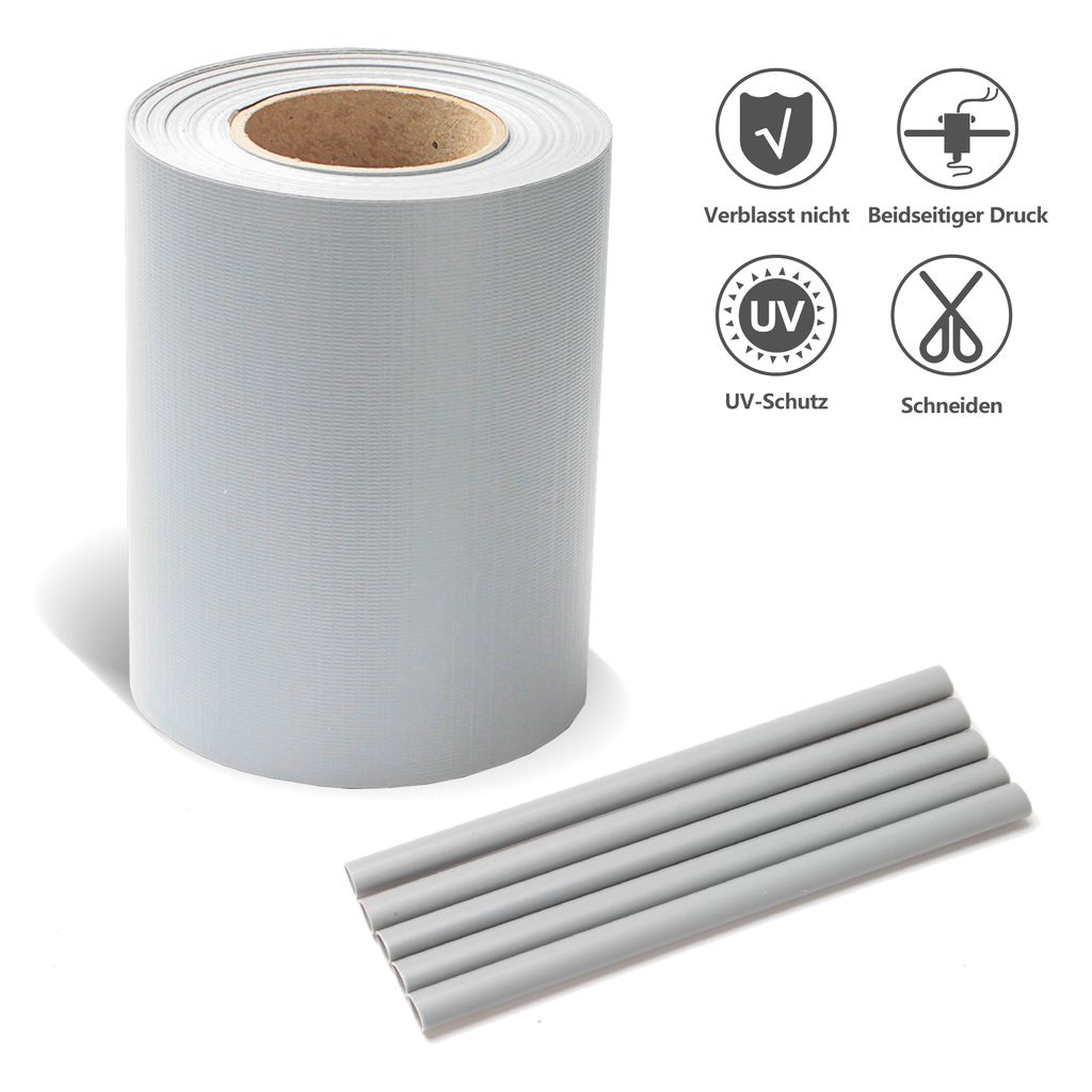 Jiubiaz 8x 70m Sichtschutzfolie Gartenfreude Folie PVC Zaun Folie SichtschutzStreifen,Grau