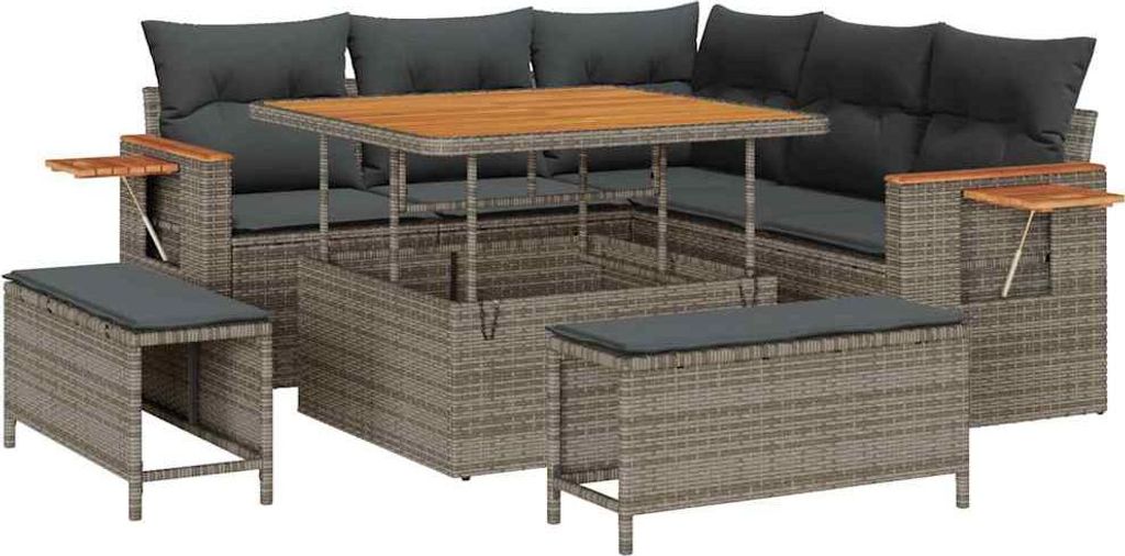 "im Sonderangebot" Garten-Sofa-Set - Balkonmöbel/Loungeset - elegantes Design - mit Kissen 8 pcs Grau - 100x100x71cm - Gartensofas DEMöbel138789