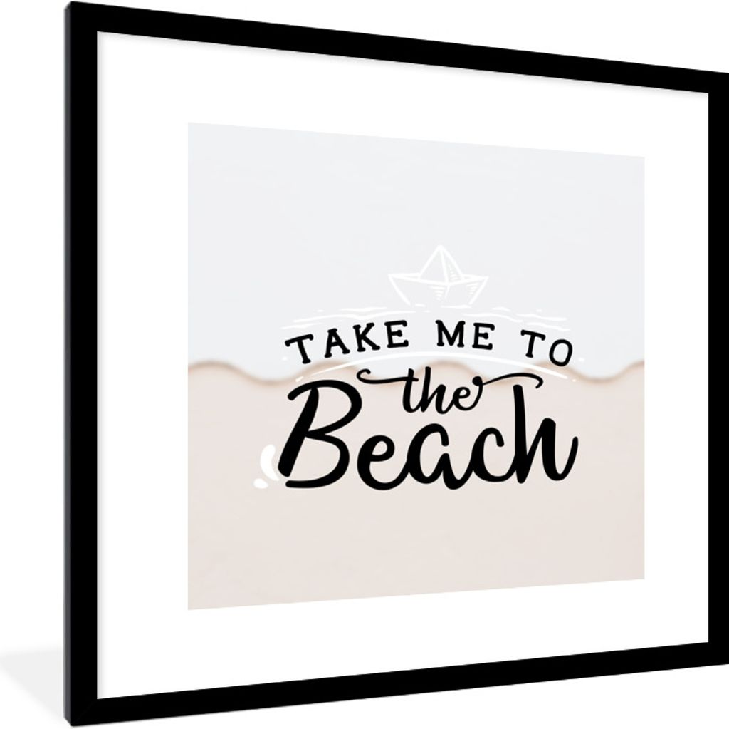 MuchoWow Gerahmtes Poster Sommer - Stiefel - Weiß 40x40 cm - Poster mit Schwarzem Bilderrahmen Wandposter Rahmen Foto Bilder - Poster - Plakat i...