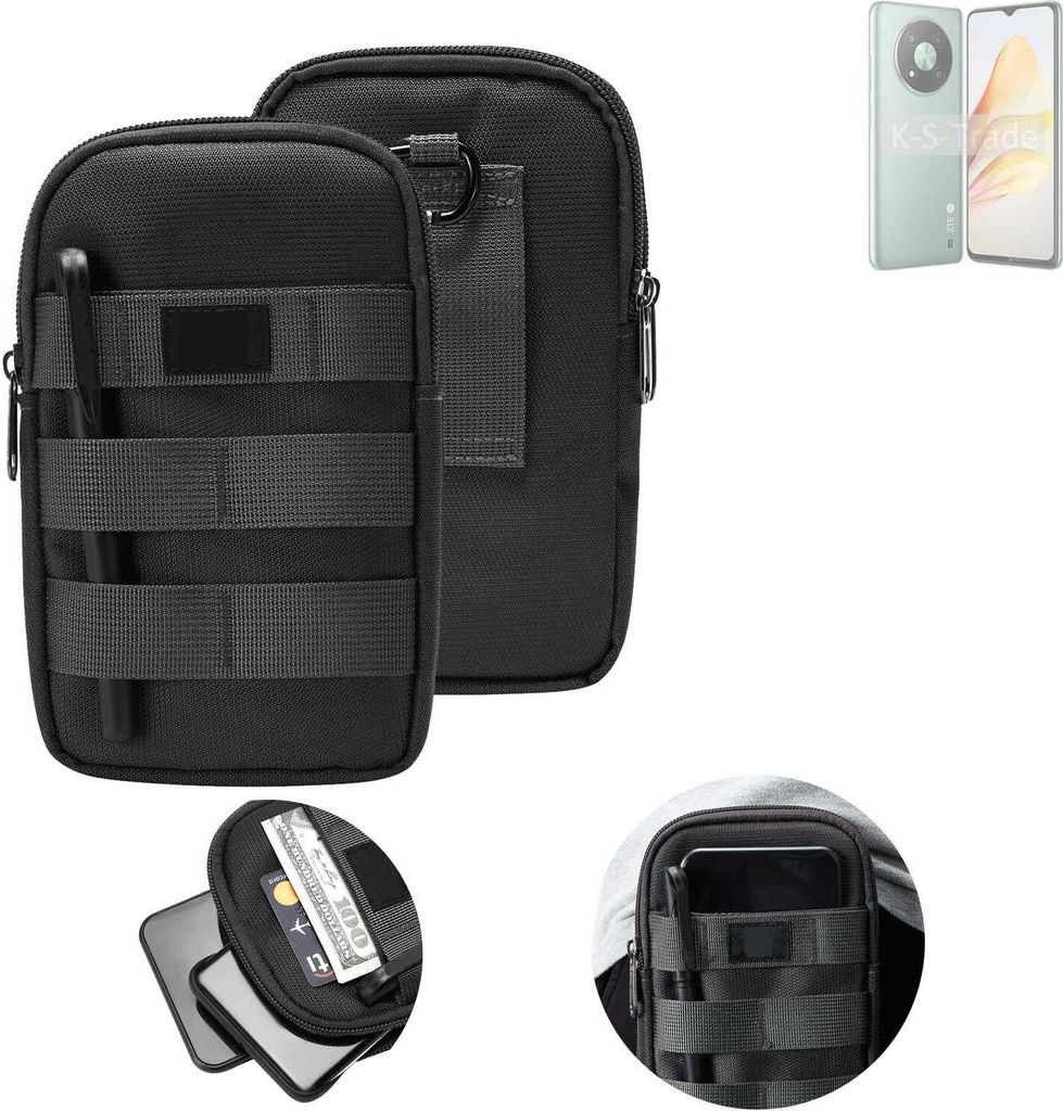 K-S-Trade Holster Gürtel Tasche kompatibel mit ZTE XiaoXian 50 Handy Tasche Schutz Hülle dunkel-grau viele Fächer, 1x