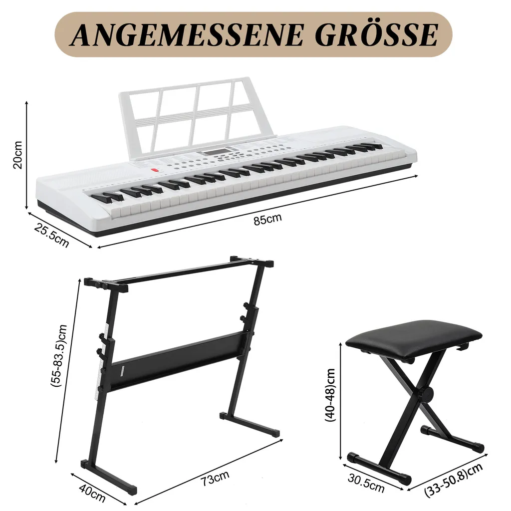 Ensemble Clavier de Piano pour Débutant 61 Touches avec Accessoires