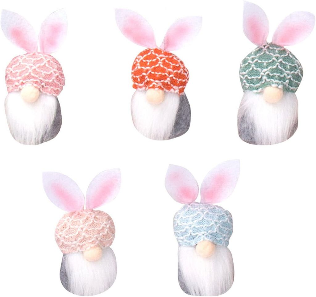 5 Stück Oster-Karotten-Ornamente, hängende Hasen-Ornamente, handgefertigte Oster-Karotten-Kaninchen-Zwerg-Ornamente für Ostern, Zuhause, Partyzu...