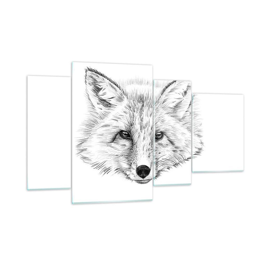 Bilder auf glas - Wolf Kinder Skizze illustriert - 120x70cm - Glasbilder - Wandbilder - Kunstdruck - zum Aufhängen bereit - Wanddekoration aus Gla...