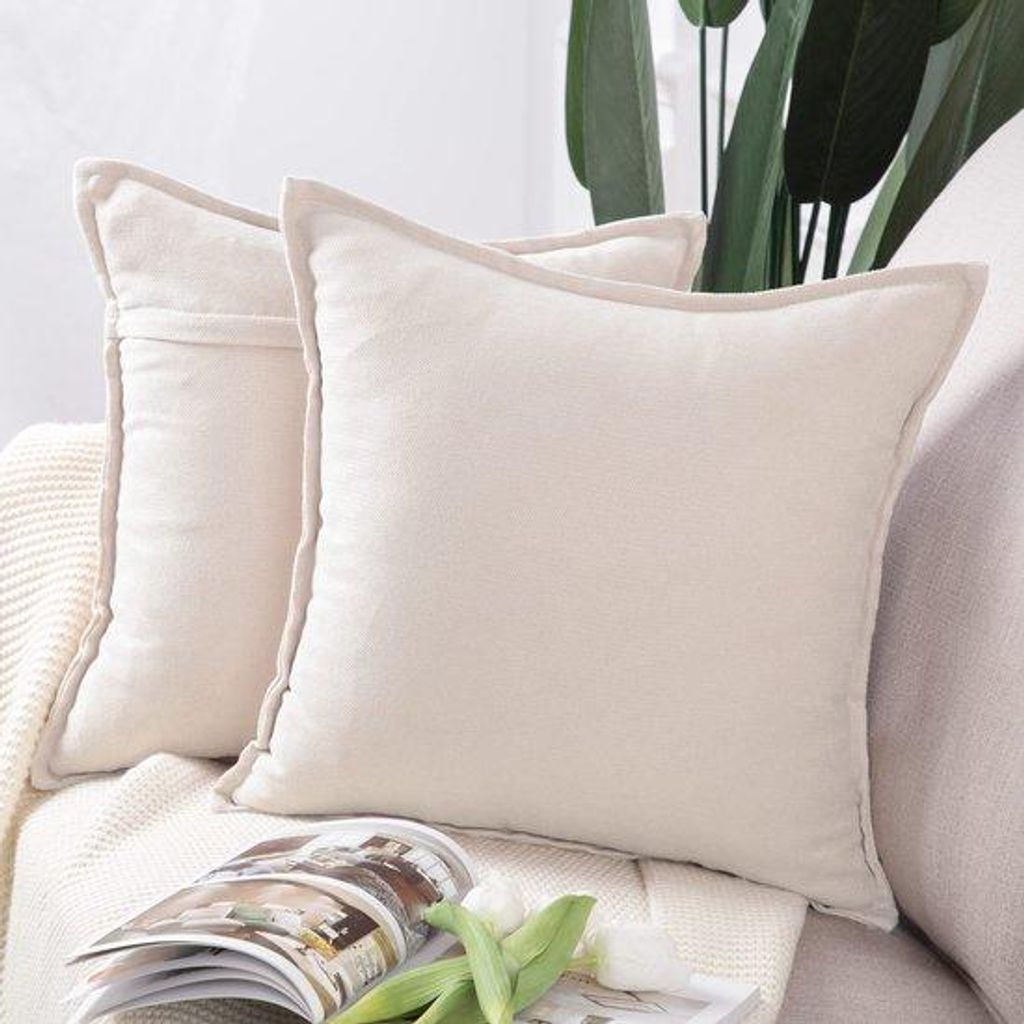 Unyqoos Set aus 2 n, weichen Chenille-Kissenhüllen für Sofa oder Schlafzimmer, crèmeweiß, 45x45 cm