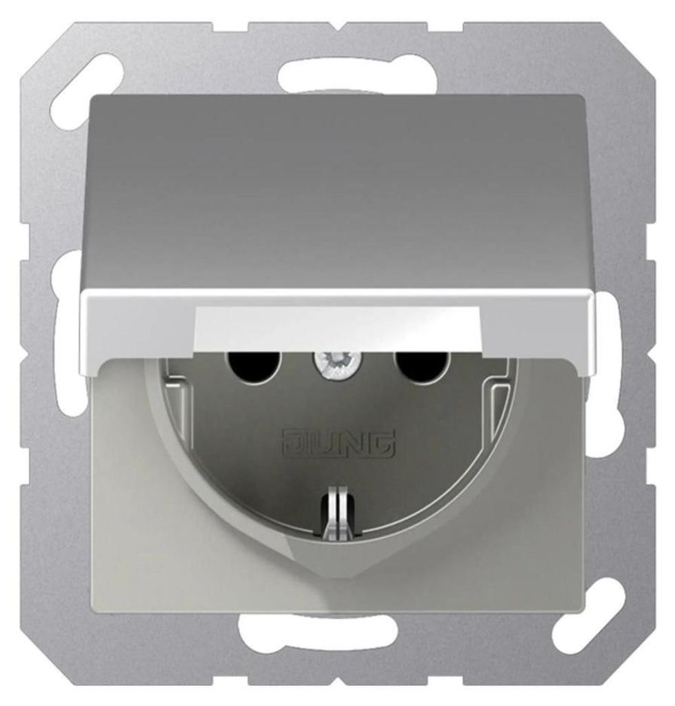 JUNG REV Schuko Steckdose A500 Aluminium mit Klappdeckel Produktbild 