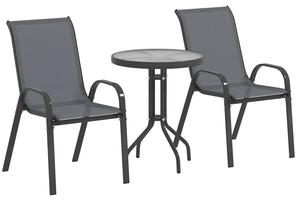 Table de jardin et chaises pour petit balcon - Ensemble de 3 pièces
