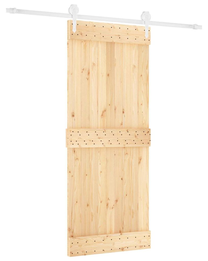 Schiebetür Natürlich und Weiß 85 x 210 cm Massivkiefer