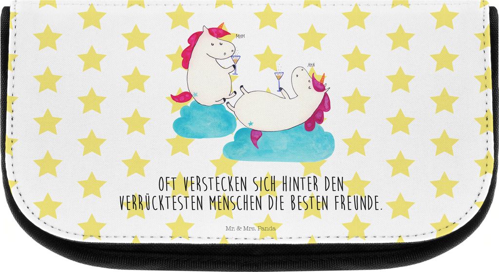 Mr. & Mrs. Panda Kulturbeutel Einhorn Sekt - Weiß - Geschenk, Korken, kulturtäschchen, Freundin, Organizer, kosmetiktäschchen, Beste, Einhörner...