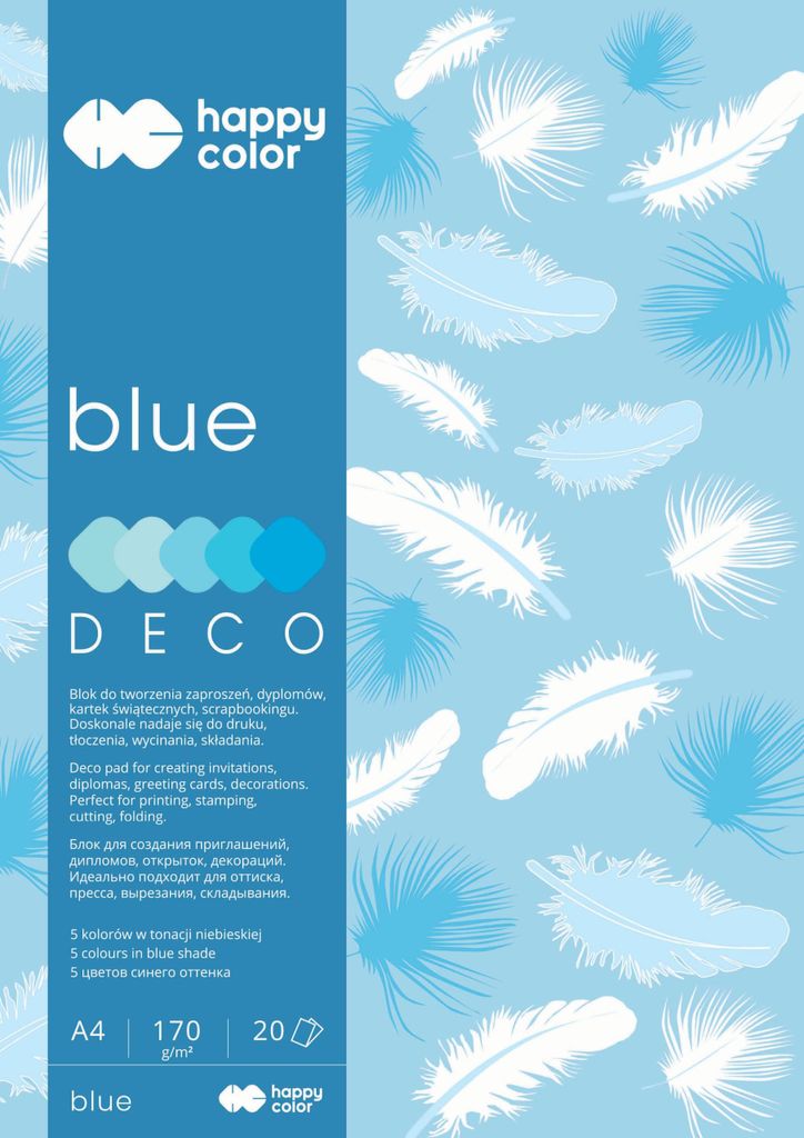 A4 Deco Blue Block 20 Blatt 5 Farben Happy Color 170g/m2