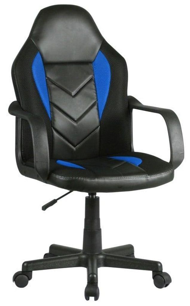 Gamingstuhl für Kinder – Bürostuhl – Chefsessel– Home-Office Stuhl – Schwarz / Blau – 56 cm – Ergonomischer Drehstuhl mit Höhenverst...