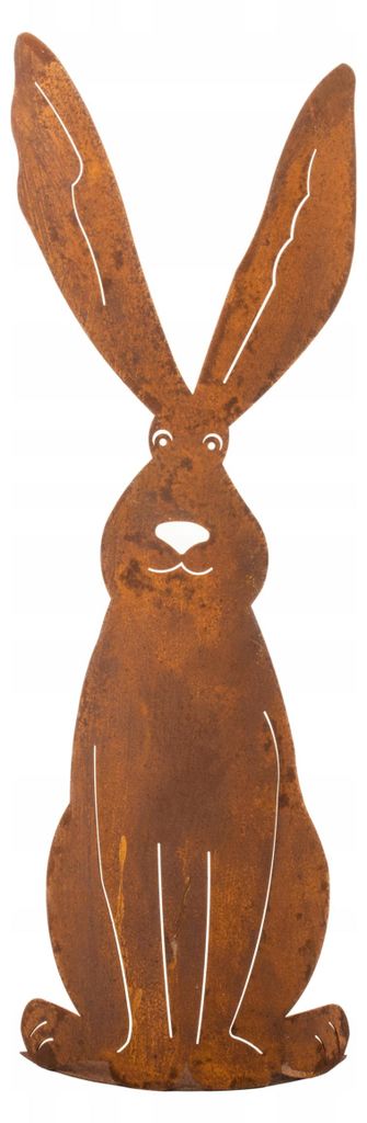 Gartenfigur Osterhase 75 cm - Hase aus Corten Stahl mit Rostoptik - 3D Osterdekoration mit Standfuß - Metall Gartendeko für Außenbereich Terrass...