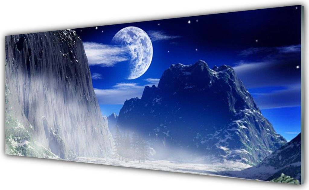 Küchenrückwand aus Glas 125x50cm Spritzschutz Gebirge Nacht Landschaft