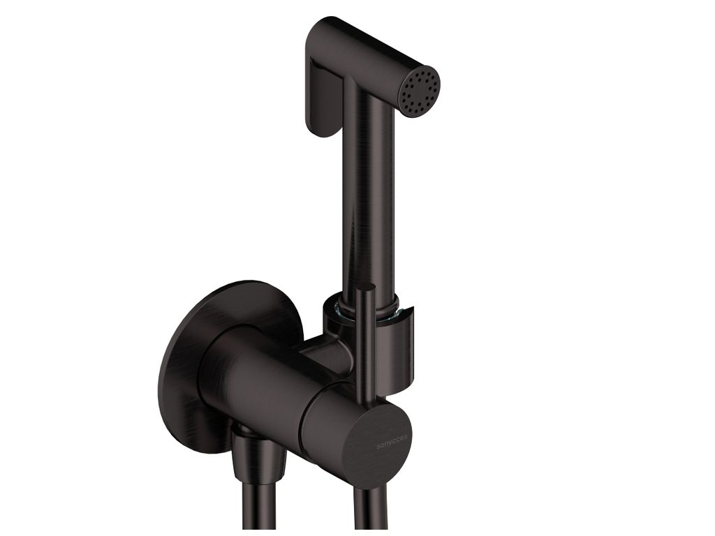 SANYCCES LOOP Spraybrause Bidetbrause-Set mit Mischfunktion, schwarz metallisch