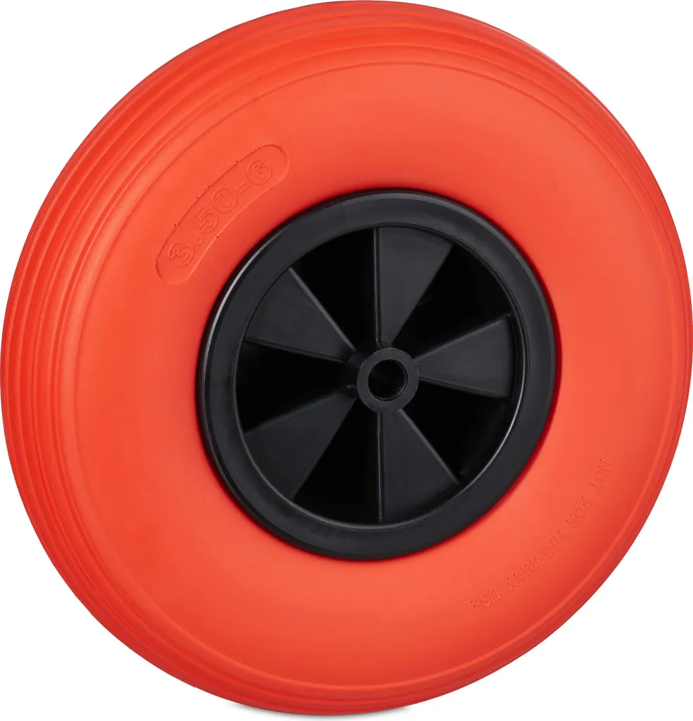 Relaxdays Ruota di Ricambio per Carriola 3.50-6 Gomma Solida PU