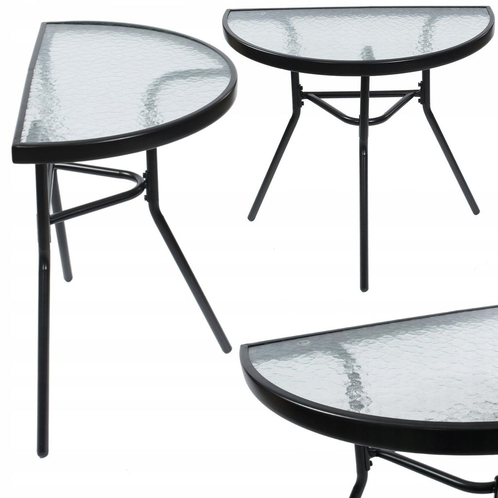 Gartentisch, Balkontisch, Terrassentisch, Glas, Metall, Produktbild 