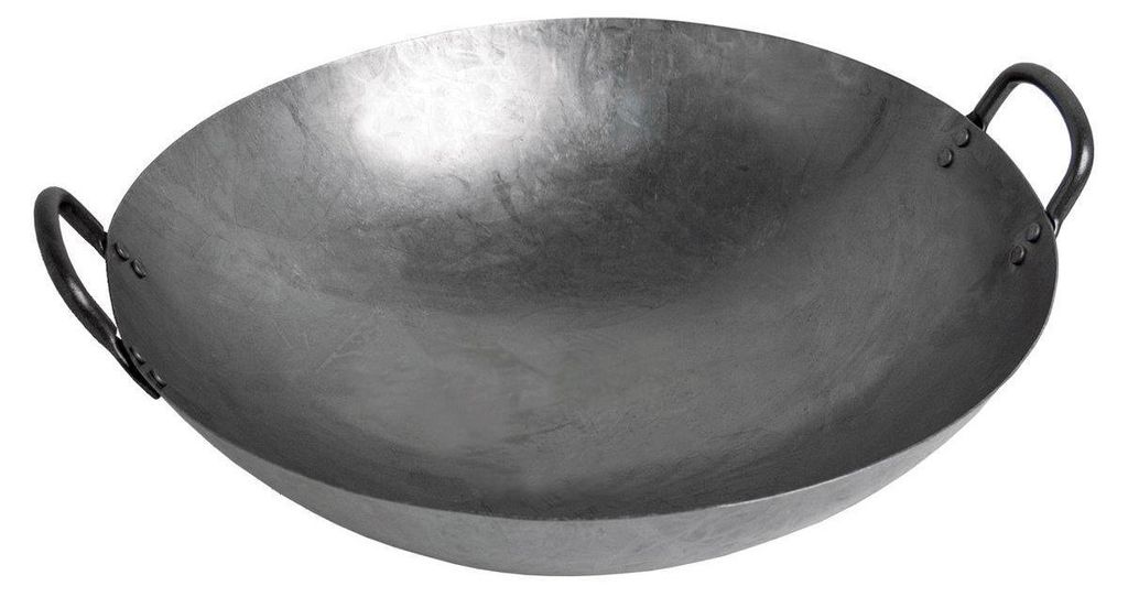 Wok Pfanne 30 cm Ø runder Boden 2 Griffe für Gasherd & Produktbild 