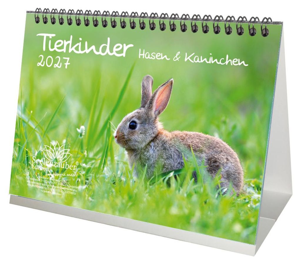 Tierkinder Hasen, Kaninchen DIN A5 Tischkalender 2027 - Produktbild 