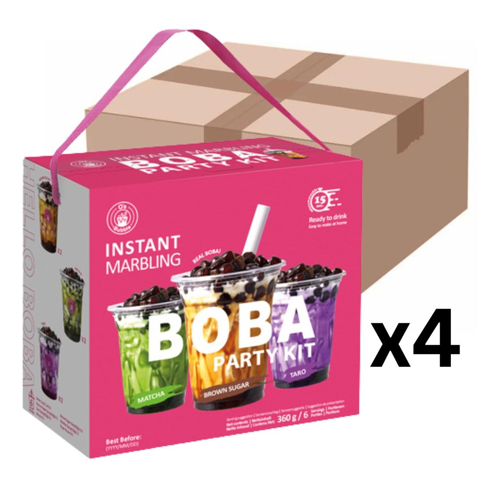 4er-Pack O's Bubble Instant Boba Bubble Tea Party Kit 6 Portionen 360g Taro Matcha Brauner Zucker