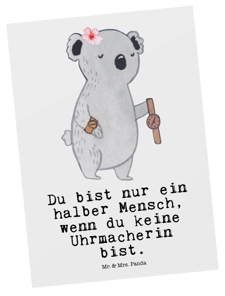 Mr. & Mrs. Panda Ansichtskarte Uhrmacherin Herz - Weiß - Produktbild 