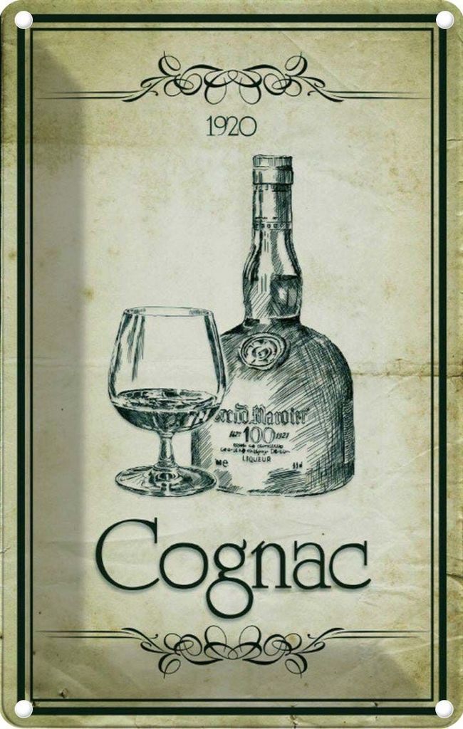 vianmo Blechschild 30x20 cm Alkohol 1920 Cognac Essen Produktbild 