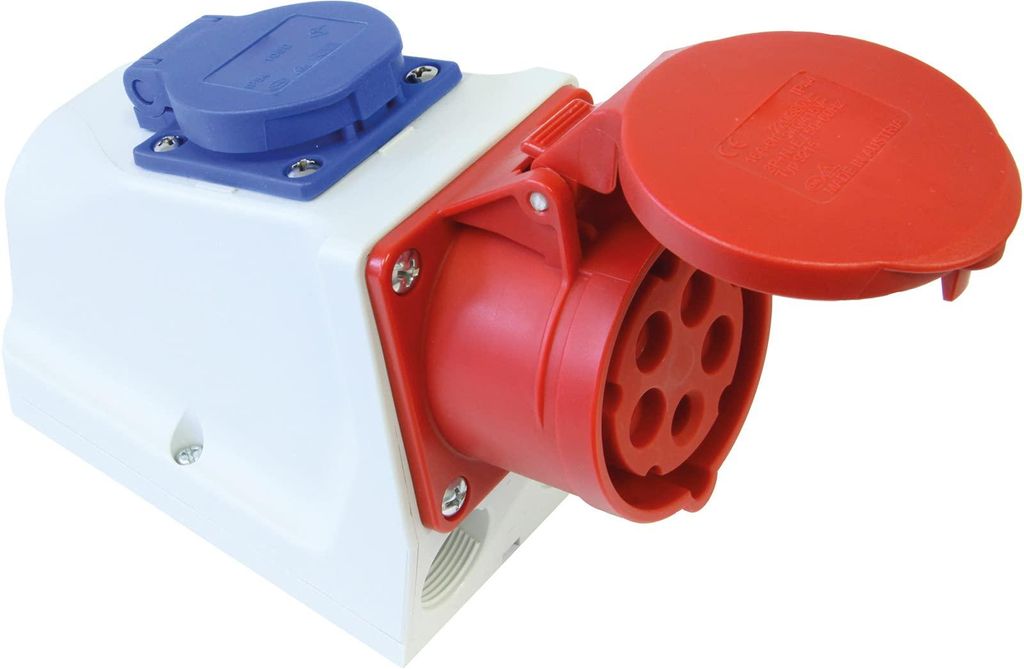 SIROX CEE-WD 16A 5p 400V IP44 rot mit Steckdose Produktbild 