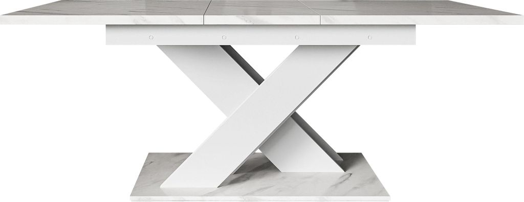 MIRJAN24 Esstisch Bronx, Stilvoll Ausziehbar Esszimmertisch, Design Tisch, Esszimmer (Farbe: Marmor Bianco / Weiß)