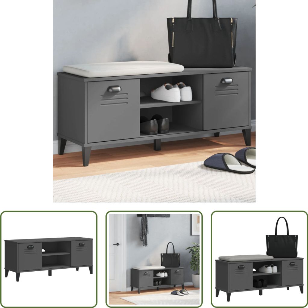 The Living Store Schuhbank VIKEN Anthrazit 106x35x45 cm Holzwerkstoff