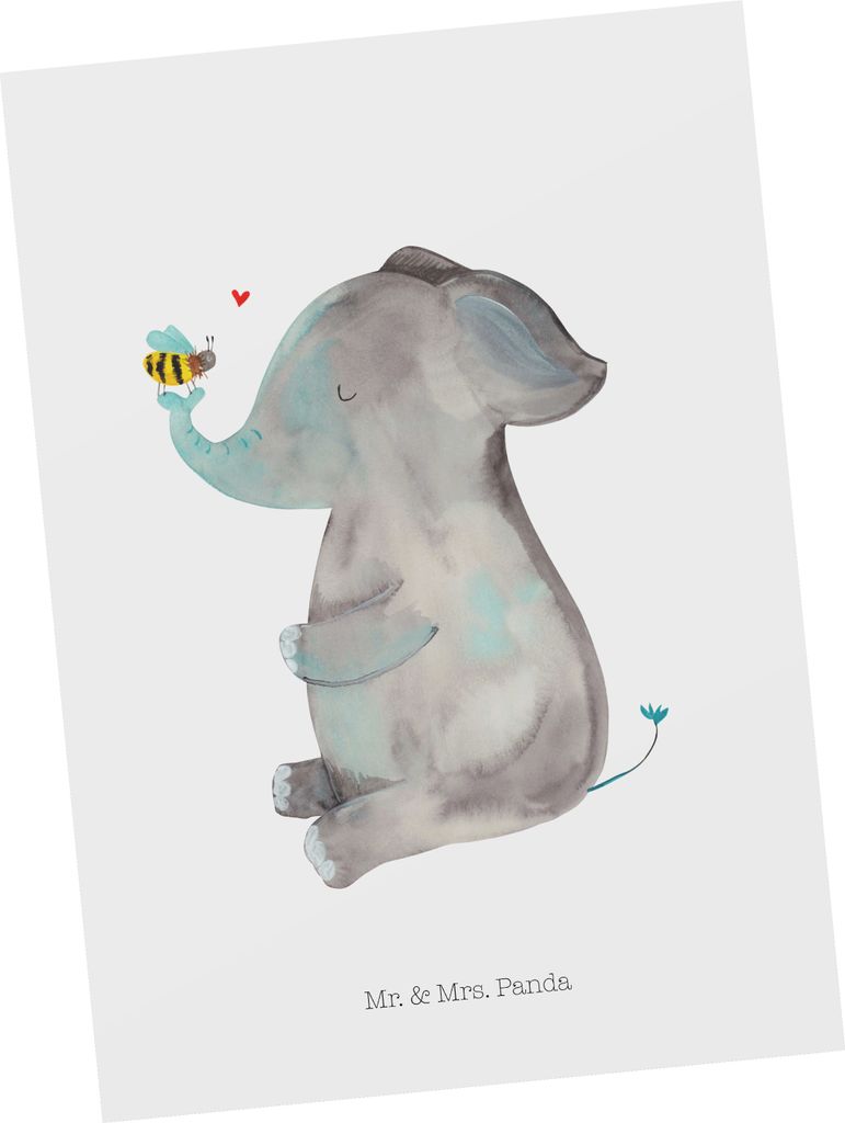 Mr. & Mrs. Panda Postkarte Elefant Biene - Weiß - Geschenk, Fotokarte, Postkarten, Hochzeitsgeschenk, Liebesbeweis, bildkarte, Liebe, Liebesspruch...